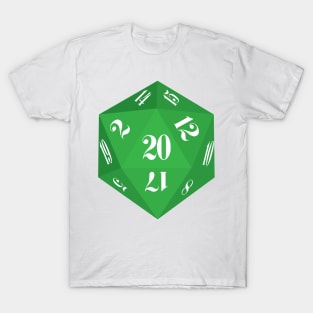 Green 20-Sided Dice Design T-Shirt